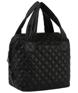 Puffy Quilted Nylon Satchel JYE0504 BLACK